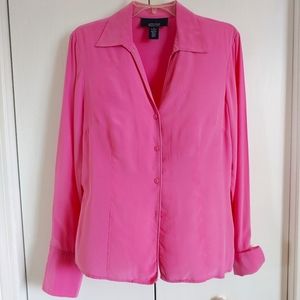 Jones Wear 100% Silk Top Pink - Size 8